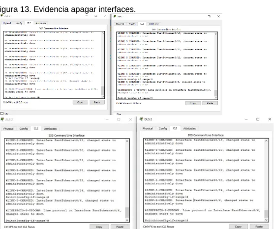 Figura 13. Evidencia apagar interfaces.