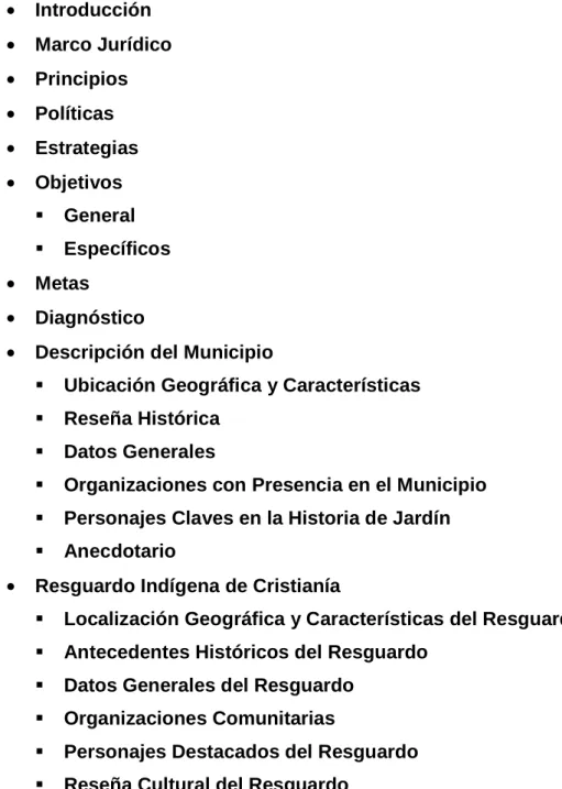 TABLA DE CONTENIDO 
