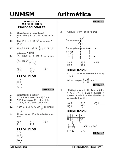 I. Si A DP B Y B DP C Entonces A DP C - SEMANA 14.ARITMETICA ...