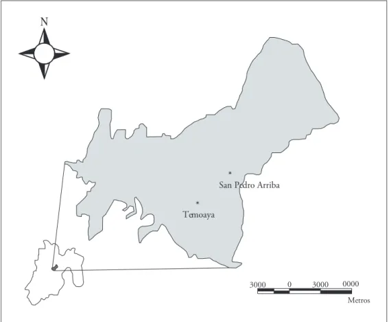Figura 1. Localización del municipio de Temoaya  y localidad de estudio “San Pedro Arriba” en el Estado de México