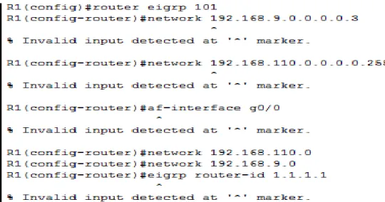 Figura 13. Configuración del protocolo EIGRP 