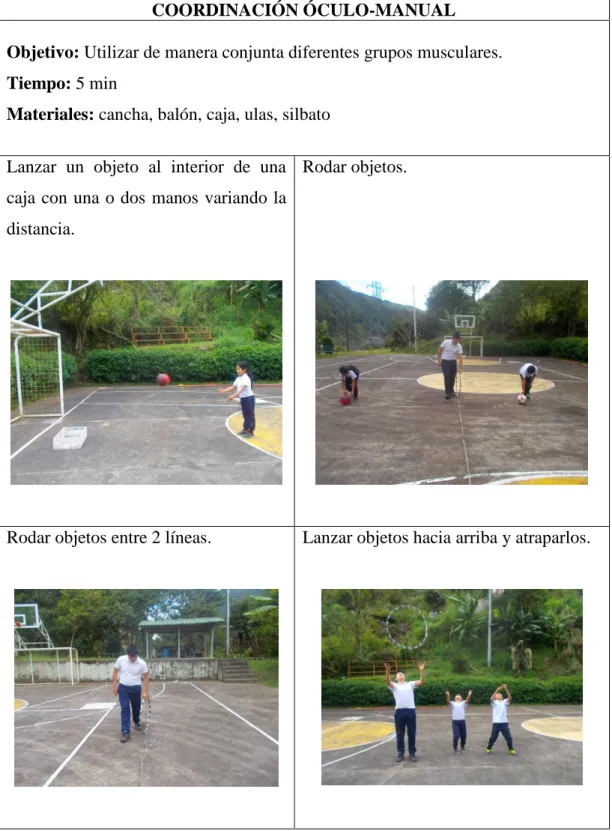 Cuadro 27. Ejercicios para la coordinación óculo -  manual 