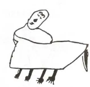 Fig. 20.  Cuarta fase.  No hay esquema, es un intento de representación plástica, hecho por un niño de 8 años, hijo de un  pintor de brocha gorda