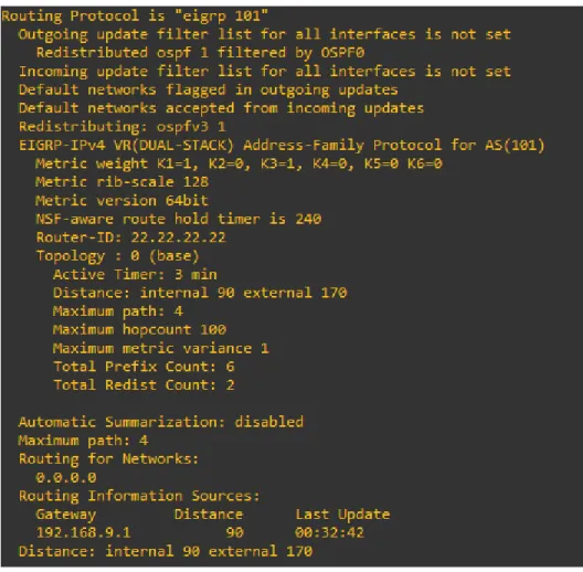 Figura 21. Comando show ip protocols R2 EIRP 101  filtered by OSPF0 