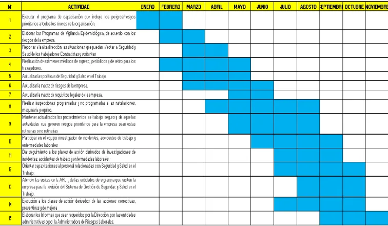 Tabla 2: Cronograma de la empresa Audiocom