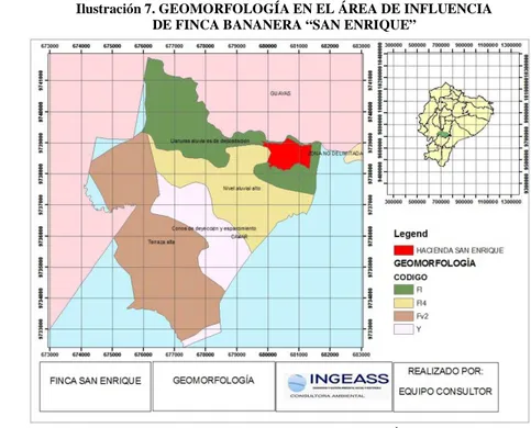 Ilustración 7. GEOMORFOLOGÍA EN EL ÁREA DE INFLUENCIA   DE FINCA BANANERA “SAN ENRIQUE” 