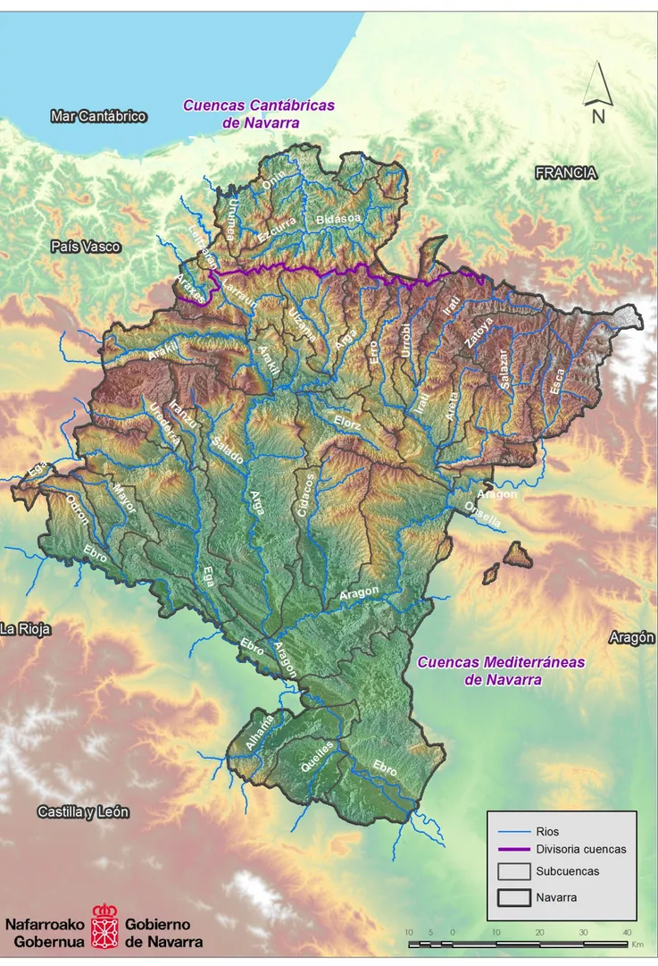 Figura 1.- Masas de agua superficial de Navarra. 