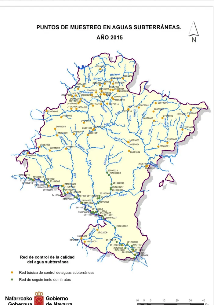 Figura 3. Localización de los puntos de muestreo de aguas subterráneas. 