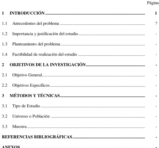 TABLA DE CONTENIDO 