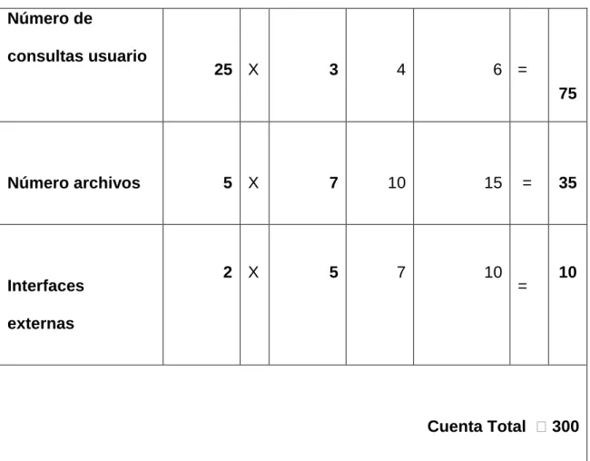 Tabla Nº 4: Cálculo  Puntos de función 26