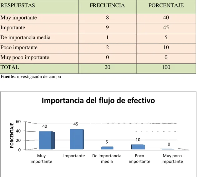 Tabla 6: Importancia del flujo de efectivo 