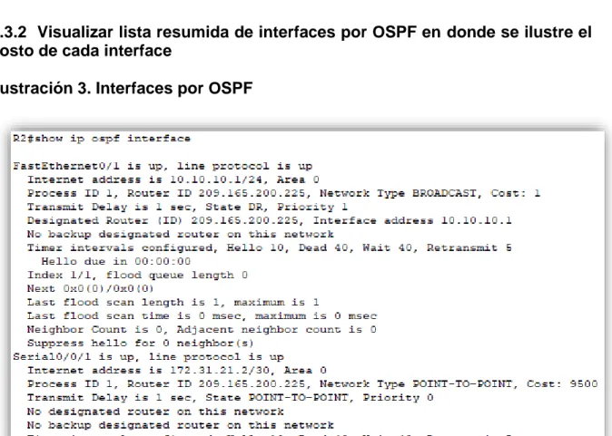 Ilustración 3. Interfaces por OSPF 