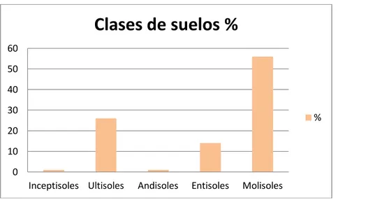 Gráfico 1: Clases de suelos de la parroquia Alóag en porcentaje.  Fuente: Plan de Desarrollo y Ordenamiento Territorial GAD-ALÓAG (2012) 