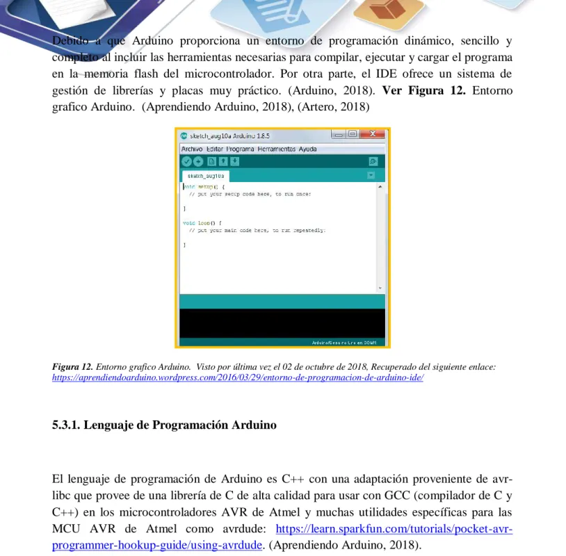 Figura 12. Entorno grafico Arduino.  Visto por última vez el 02 de octubre de 2018, Recuperado del siguiente enlace: 