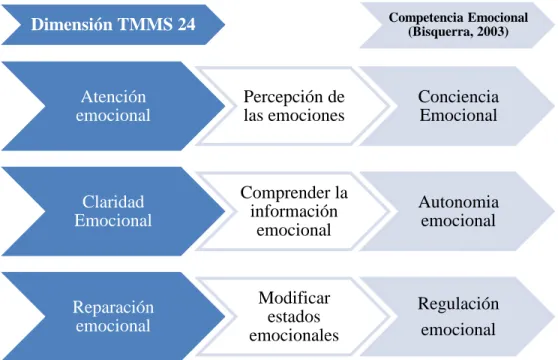 Figura 10. Dimensiones TMMS 24 y su articulación con las competencias emocionales. Fuente propia