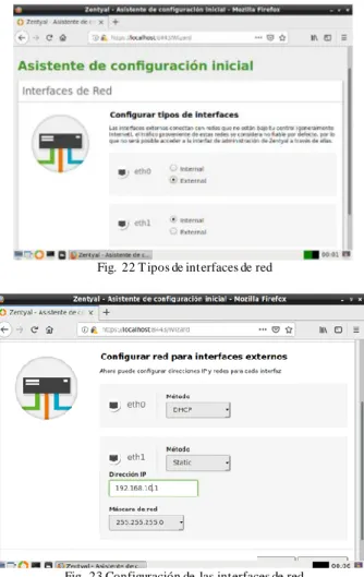 Fig.  23 Configuración de  las interfaces de red 