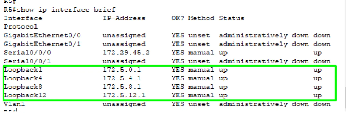 Figura 4. Interfaces Loopback configuradas en R5 
