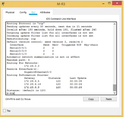 Figura 13: Datos RIP en router M-R3 