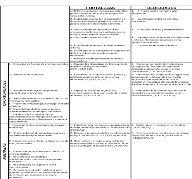 Tabla 5. Matriz FODA 