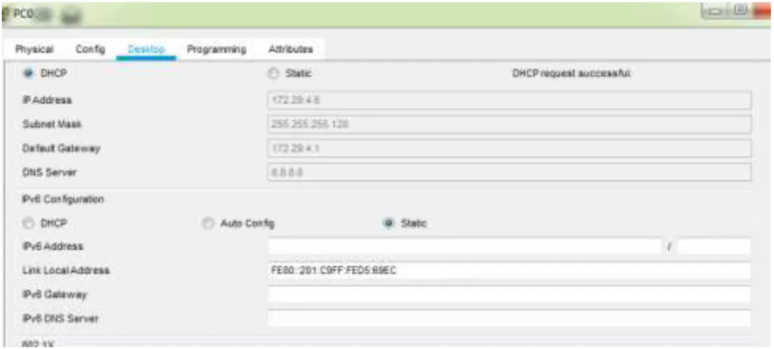 Figura N°. 7 Configuracion DHCP PC0