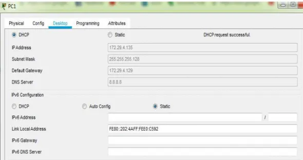 Figura N°. 8 Configuración DHCP- PC1