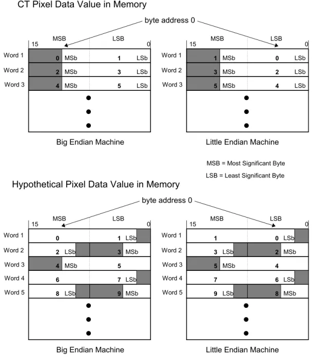 Figure D-5:  Example Pixel Cells Byte Ordered in Memory (VR = OW) 