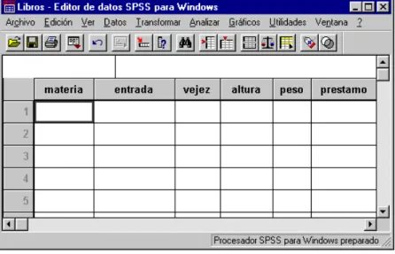 Figura 15: Ventana del editor de datos con las variables definidas