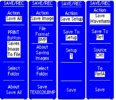 Figure 9: Save options for the SAVE/RECALL menu 