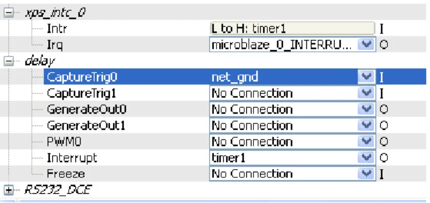 Figure 5-6. Connections Snapshot between Timer and Interrupt Controller     Select Hardware →→→ →  Generate Bitstream  