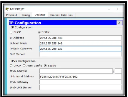 Figura 18 Configuración IP INTERNET_PC