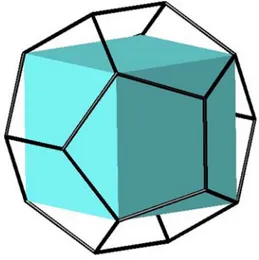 Fig. 24.- Hexaedro inscrito al  DodecaedroFig. 23.- Hexaedro circunscrito al 
