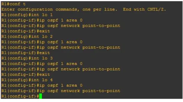 Figura 11. Creación interfaces de Loopback en R1.  