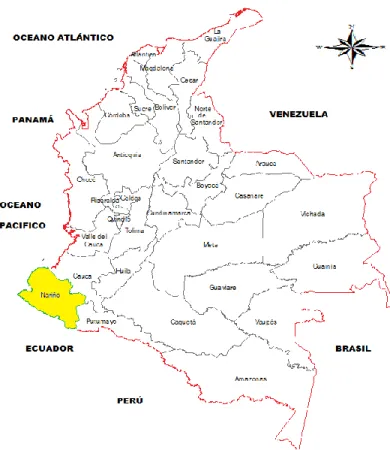 Figura 1. Ubicación del Departamento de Nariño en Colombia 