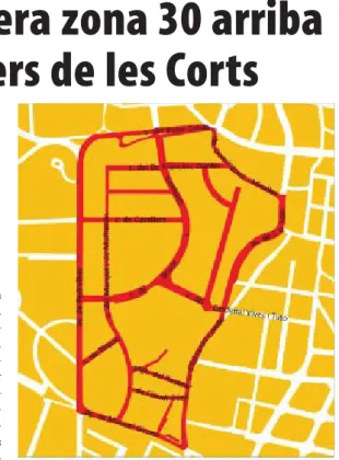 Mapa dels carrers on s’implanta la zona 30.