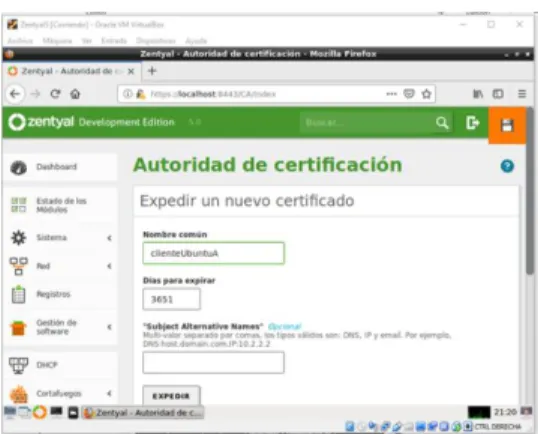 Fig. 57. Creación de paquete de configuración para la conexión del cliente 