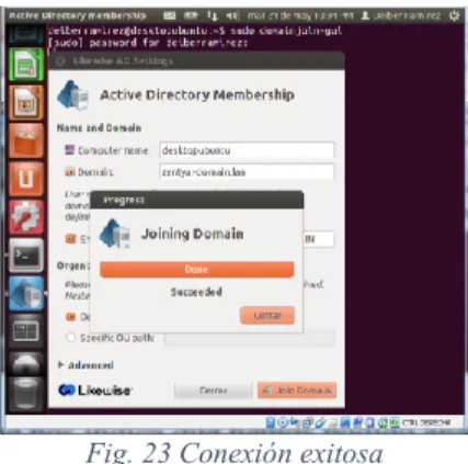 Fig. 24 Registro de equipo cliente en el dominio  B.   Proxy no Transparente  