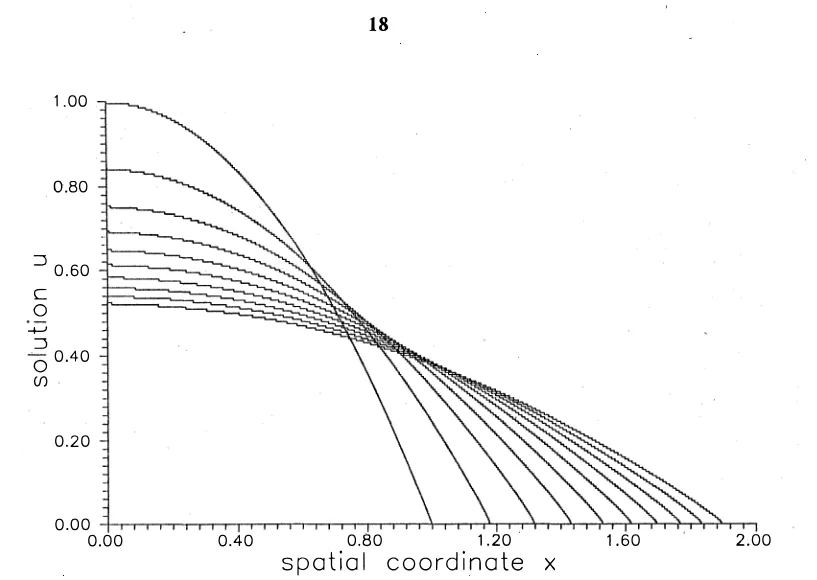 Figure  2:  N umerical solution  of  the porous  media equation  with  m  =  2,  and initial 