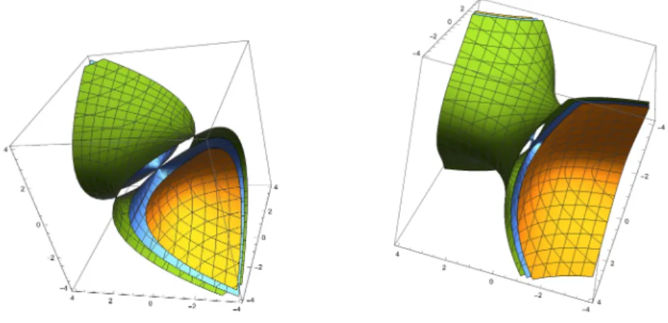 Fig. 1 Representatives of the submanifolds in sl ∗ (2) given by the surfaces with con-