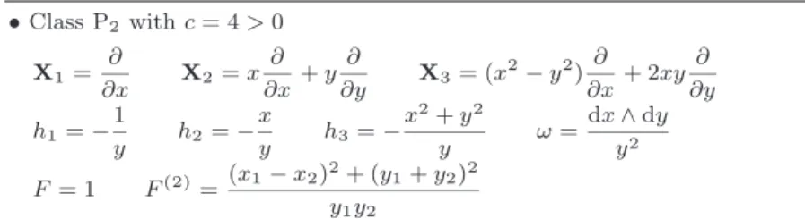 Table 1 The three classes of LH systems on the plane with underlying Vessiot– Guldberg Lie algebra isomorphic to sl(2)