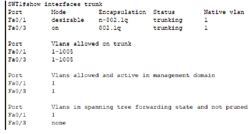 Figura 17. Verificación interfaces trunk SWT1 