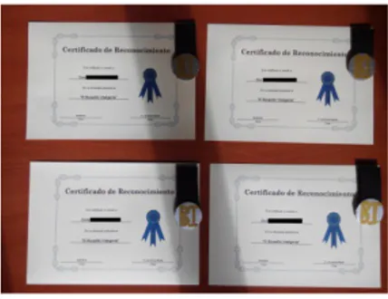 Figura 3. Diploma Figura 4. Diploma y                         medalla para curso 5º y 6º.