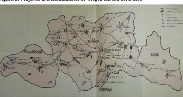 Figura 2: Mapa de la Denominación de Origen Ribera del Duero 
