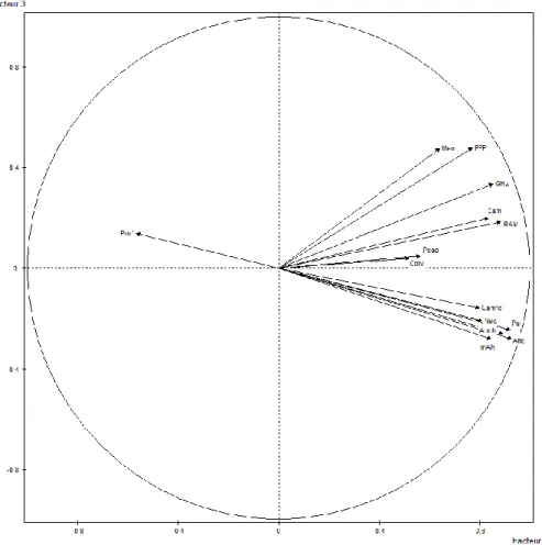 Ilustración 1. Coordenadas/correlaciones de las variables con los ejes 1-3