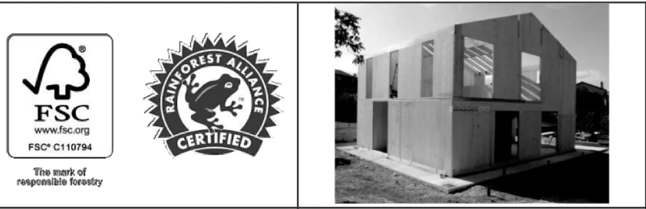 Fig. 7.  Forest Stewardship Council (FSC) Fig. 8. Constricción Passive House estructura madera