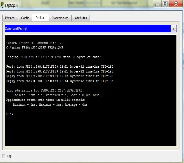 Figura 23. Prueba Ping Laptop 31 a Server 0.