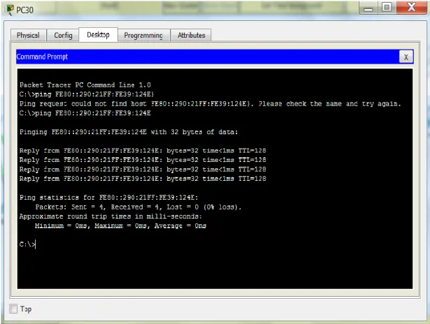 Figura 24.Prueba Ping Laptop 30 a Server 0.