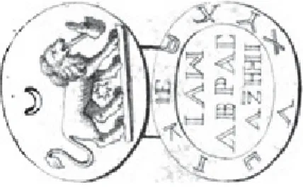 Fig. 9. El león y los símbolos astrales en algunos amuletos de carácter gnóstico * .