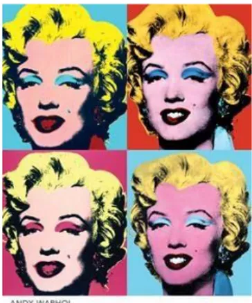 Foto 7: Andy Warhol retrato Marilyn, es un ejemplo de cómo puede ser la composición para la  ficha individual que acompaña a la ficha técnica (foto 8)