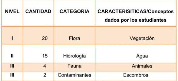 Tabla  12.  Confirmación  de  los  elementos  reconocidos  por  los  estudiantes  en  el 