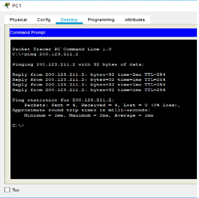 Figura 7. Ping de PC1 a R1 